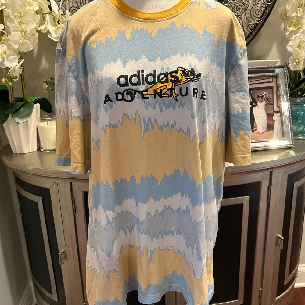 The Original adidas adventure Yellow Crewneck Tee with embroidery Trefoil Logo